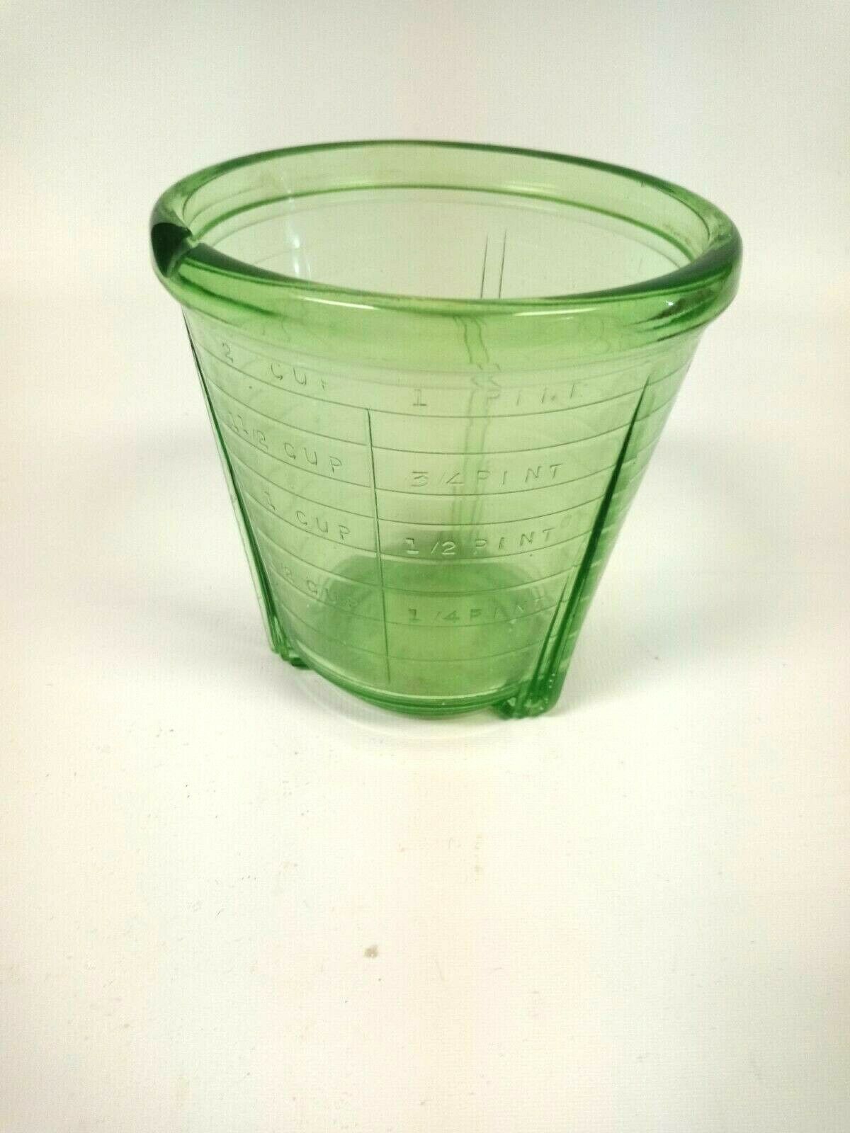 Vintage Vidrio Products Corp Green Depression  Art Deco Glass Measuring Cup