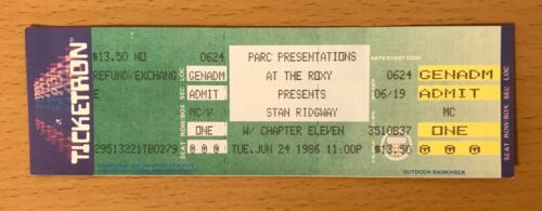 1986 Stan Ridgway The Roxy Hollywood Concert Ticket Stub Wall Of Voodoo Mexican