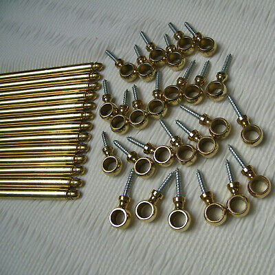 Set Of 13 Vintage Brass Stair Rods + 26 Brackets