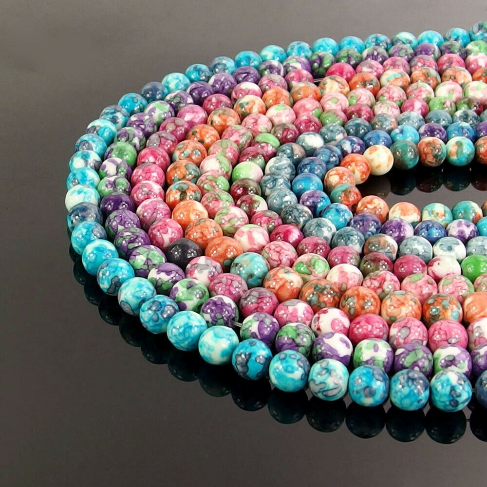 Multi Color Snow Jade Gemstone Round Beads 15.5" 4mm 6mm 8mm 10mm 12mm Diy