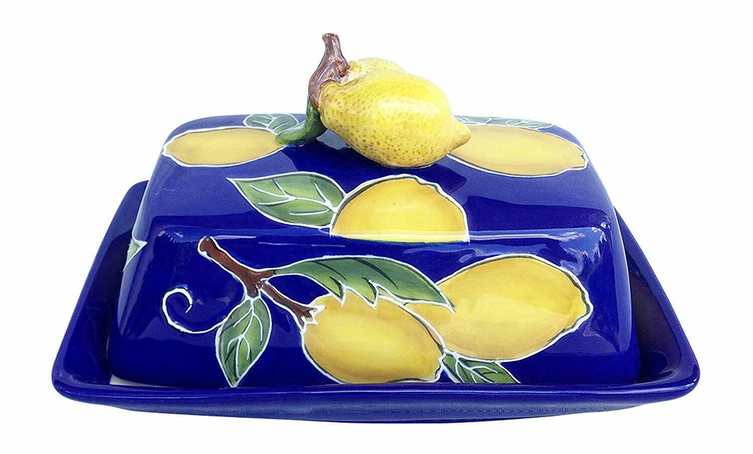Blue Sky E1 Rutaceae Kitchen Dining Ceramic Lemon Butter Dish 2pc Set 17501