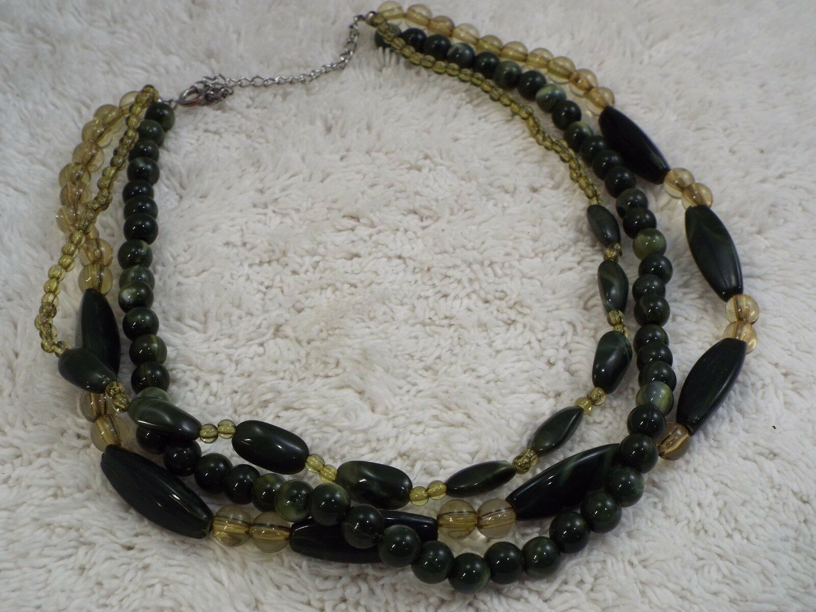 Claire's Autumn Green Bead Multi Strand Necklace (b34)