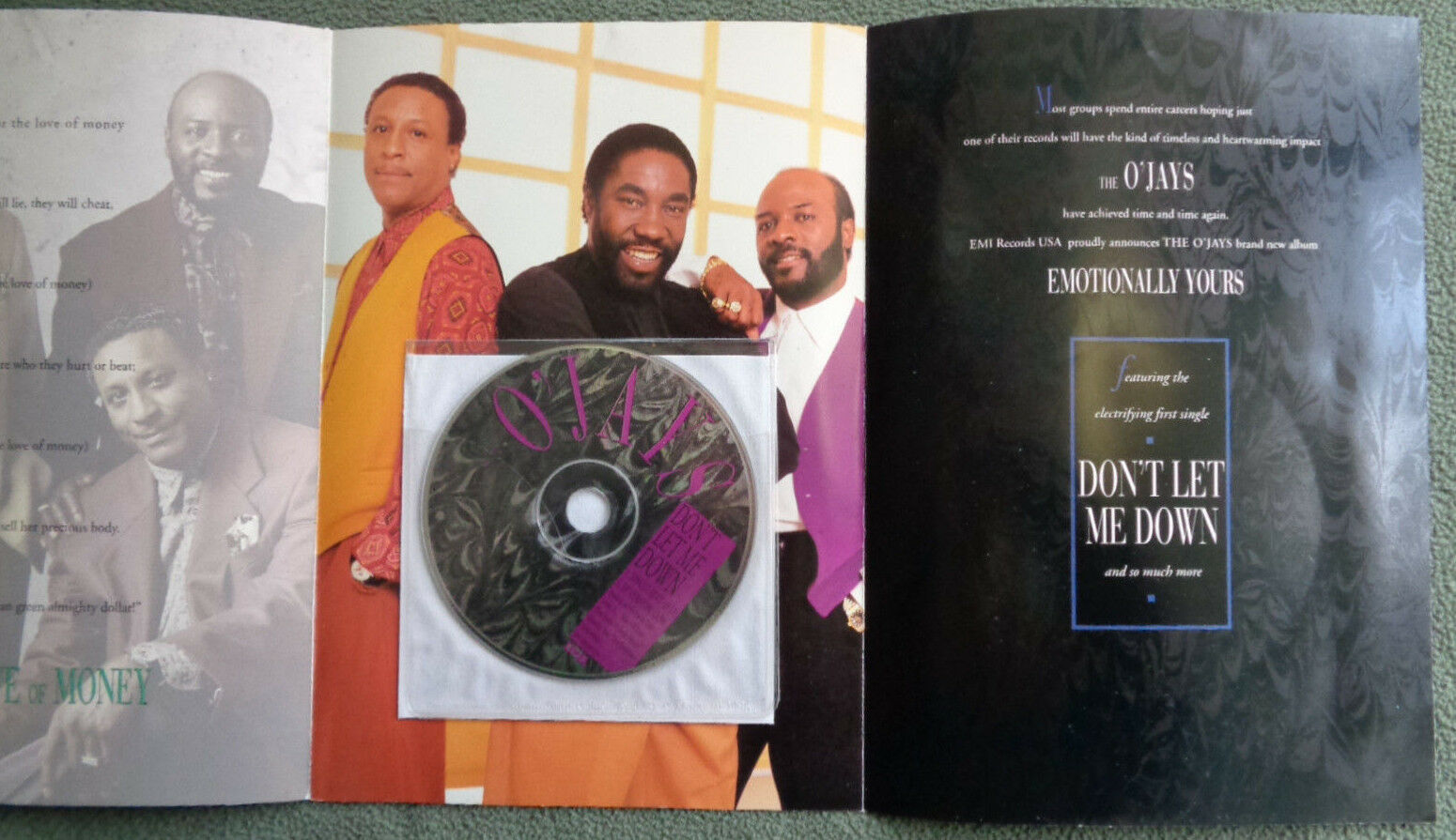 The O’jays Don’t Let Me Down Fold Out Packet & Single Edit/lp Versions Cd 1990