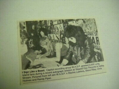 Wasp W.a.s.p. At Slipped Disc Records Valley Stream, Ny 1985 Promo Pic With Text