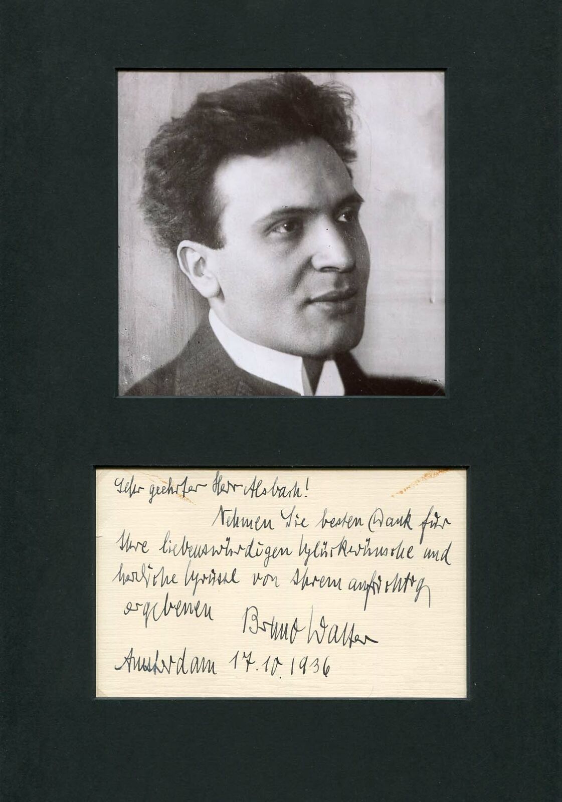 Bruno Walter Composer Autograph Note Signed & Mounted