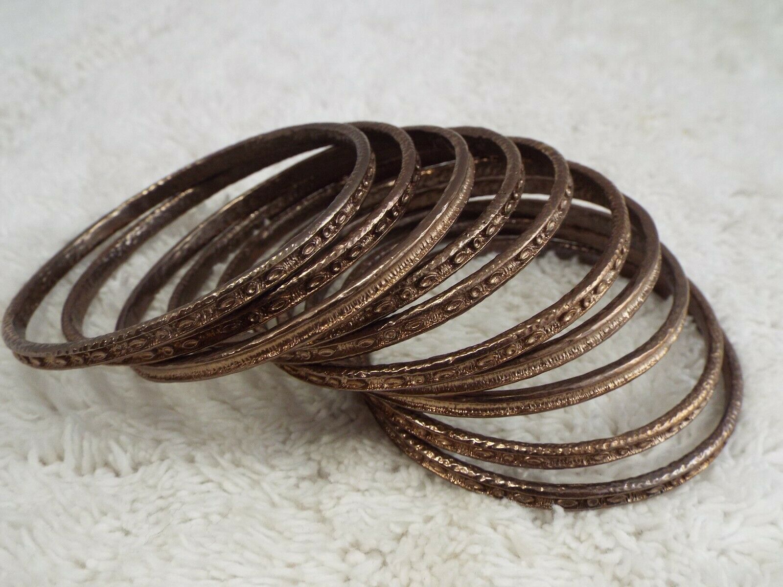 9 Pc Copper-tone Bangle Bracelet Set (f22)